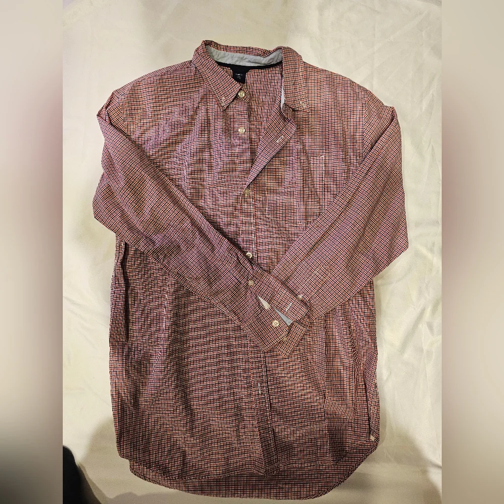 Gap Kids Plaid Button-Down Shirt- Red And Blue- Youth XXL 14-16